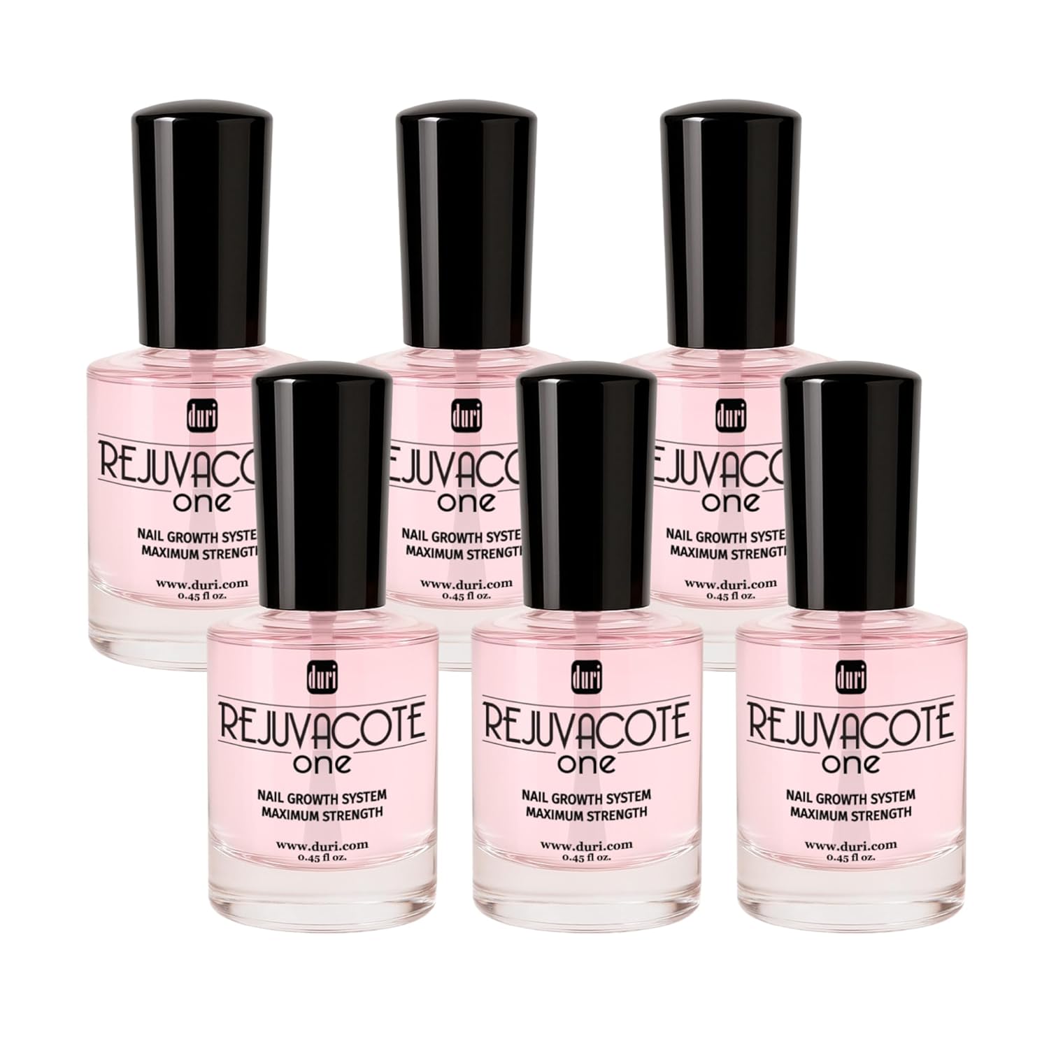 duri Rejuvacote 1 Original Maximum Strength Nail Growth System Base, Top Coat - Nails Hardening, Repair, Chipping, Strengthen, Breaking and Brittle Treatment (Pack of 6)