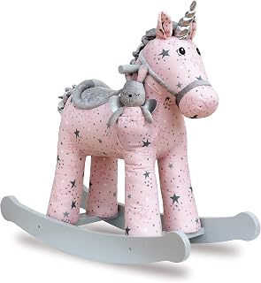 Little Bird Told Me - Celeste & Fae Rocking Unicorn Toy, Ride On Unicorn for 1 Year Olds and Toddlers, Soft Unicorn Toy with Wooden Rockers, Sensory Fabrics for little Girls & Boys