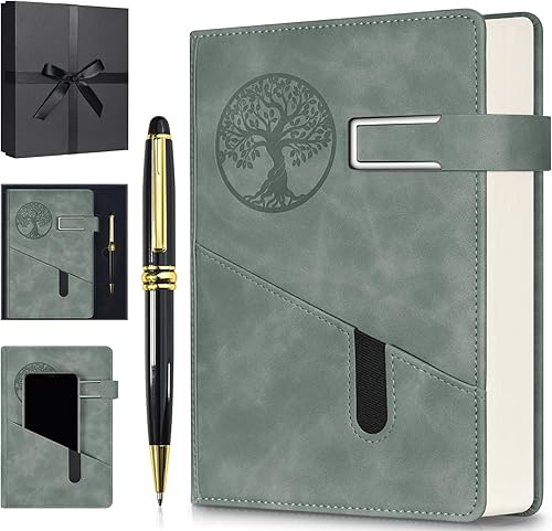 Miniatura 11 de Cuaderno Diario Rayado para Hombres y Mujeres, Cuaderno de 365 Páginas Numeradas con Rayado Universitario, Diario de Cuero de Tapa Dura con Negro