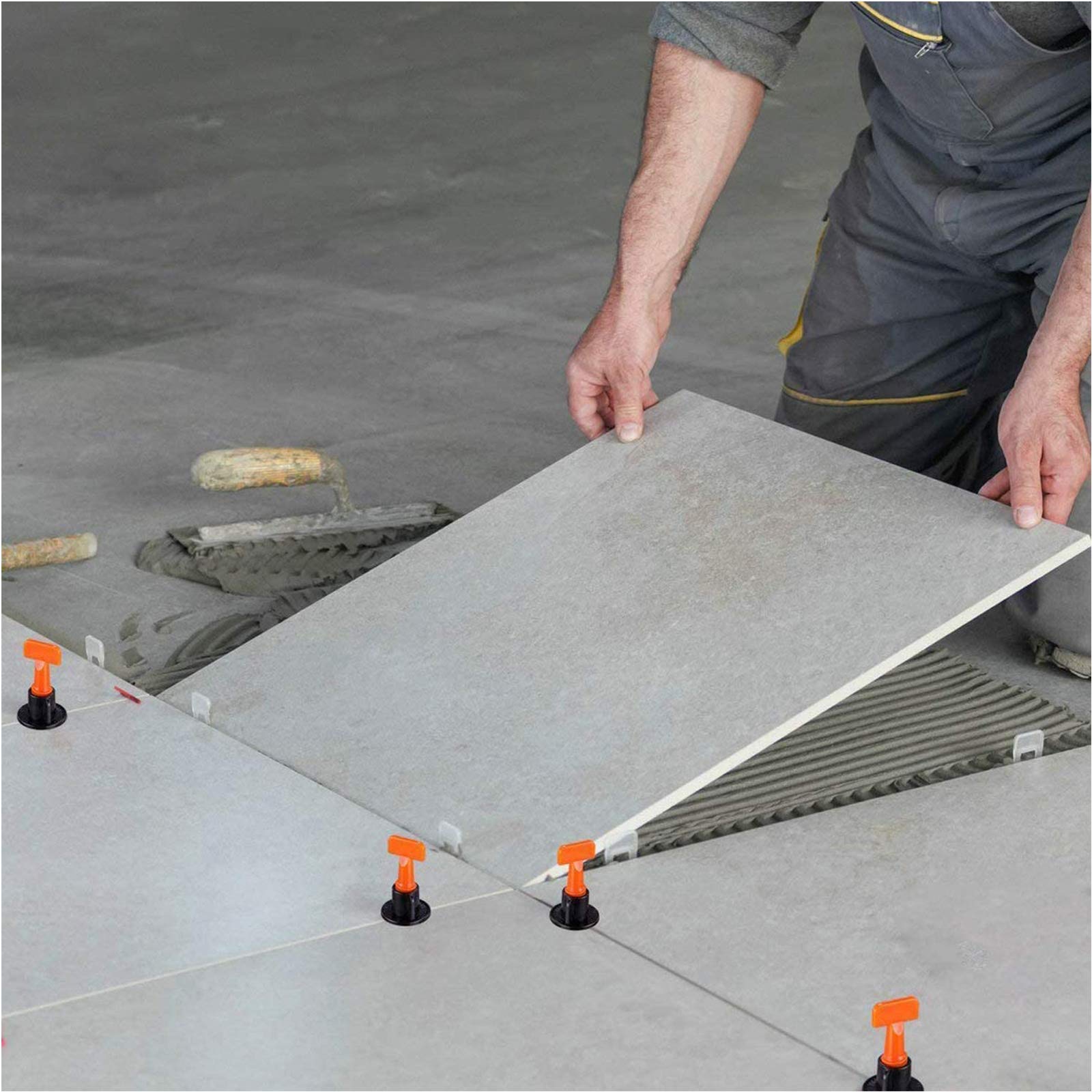 Kit di livellamento per piastrelle riutilizzabili, 100 pezzi, livellatore per piastrelle, distanziatore per livellare le piastrelle, strumento fai da te per edifici, pareti, pavimenti, 2 chiavi