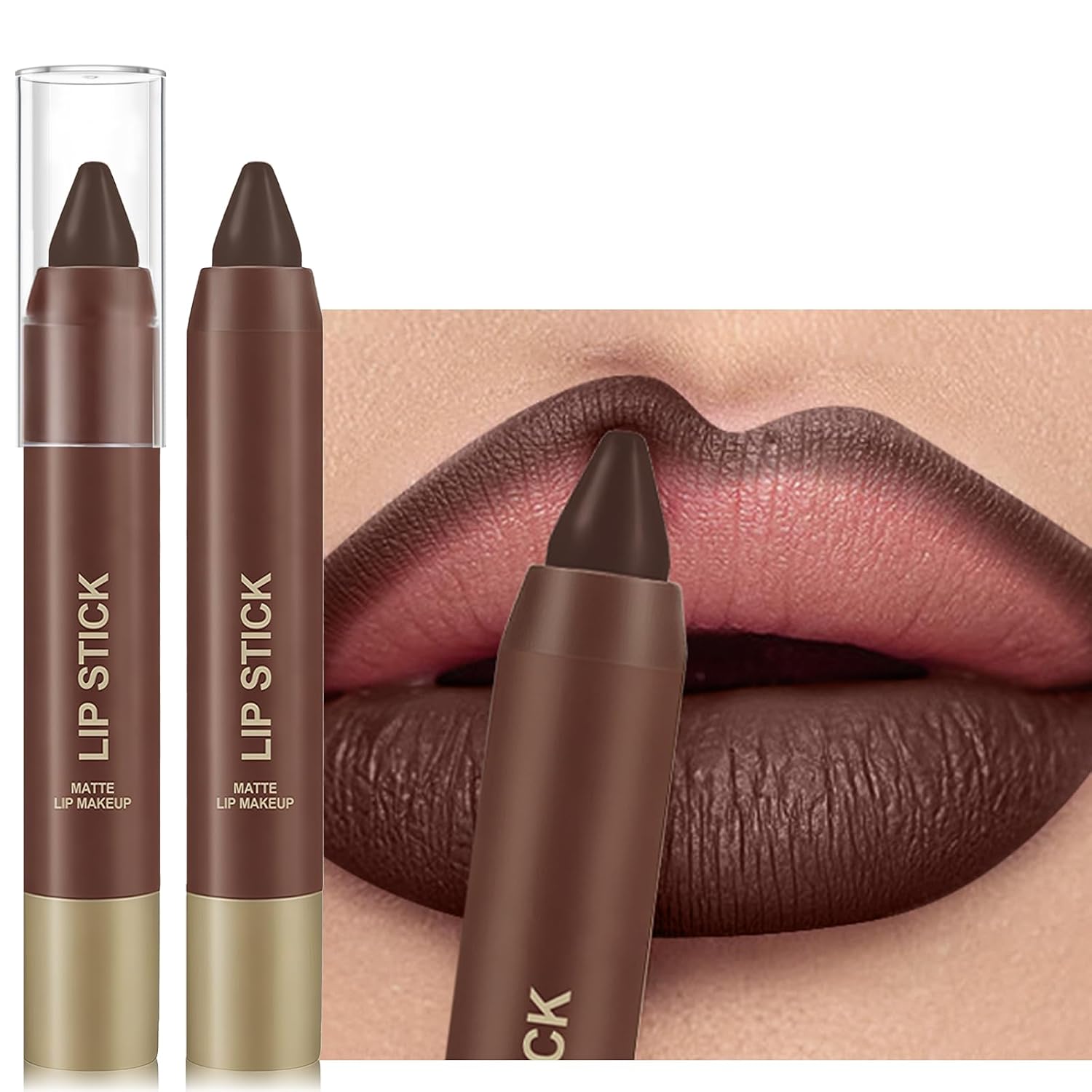 Dark Purple Brown Matte Lipstick - Long Lasting & Smooth