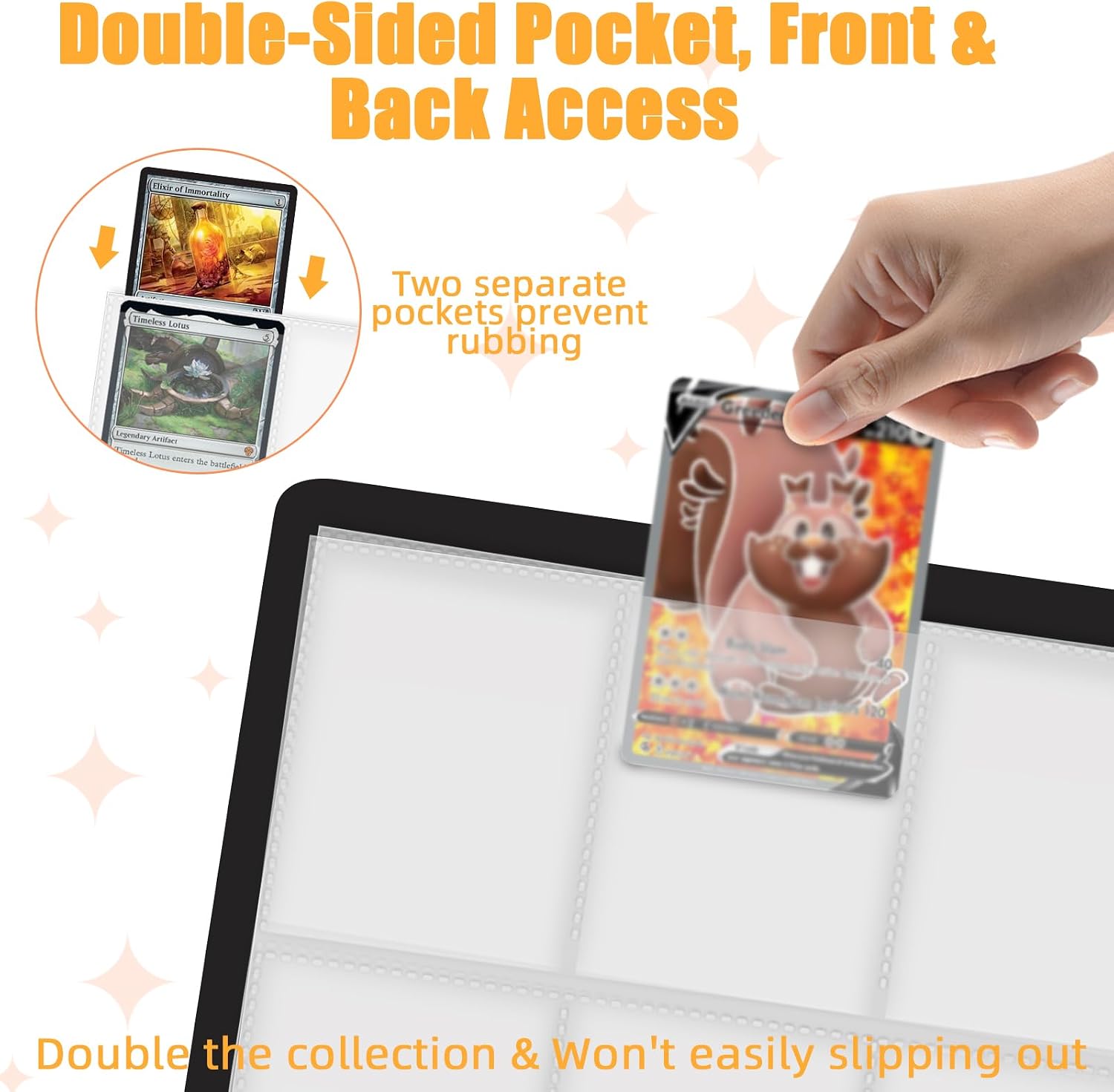 9 Pocket Card Binder Sleeves,200 Pack Trading Card Binder Sheets Holds 3600 Collectible Cards,Premium Protector Pages for 3 Ring Binders, Compatible with Sports, TCG, Business & Gaming