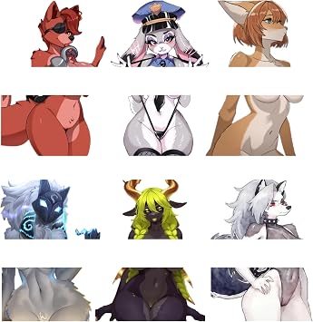 60pcs Anime Furry Character Stickers, Cartoon Cute Hot Girl Vinyl Decals Manga for Men - Car, Truck, Laptop, Motorcycle Accessories,Sexy Lady Sticker for 18 Adult