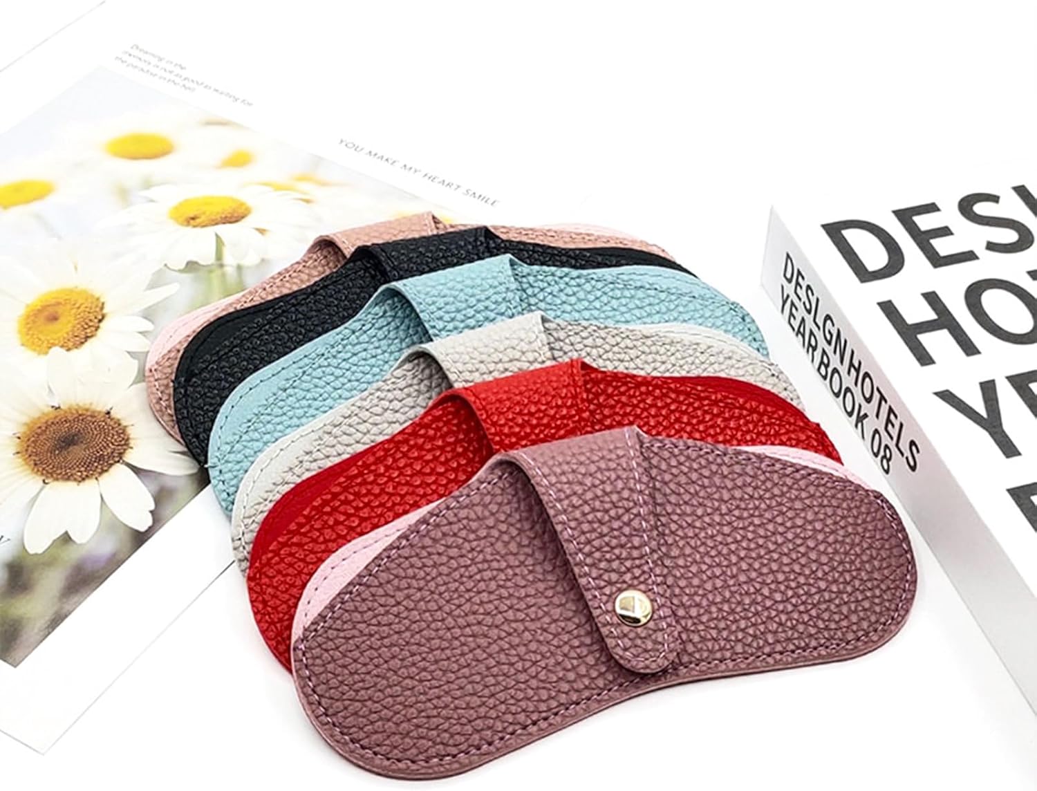 Sunglasses Bag Glasses Storage Case Soft Leather Portable Glasses Case Holder Anti Pressure Glasses Bag Fashion Eyewear Protective Cover for Daily Use Travel 6 PCS - Image 3