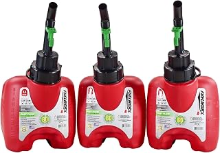 Fuelworx Made In The USA Red CARB Compliant, Stackable, & Easy Pour Gas Fuel Can Three Pack (Three 1.5 Gallon)