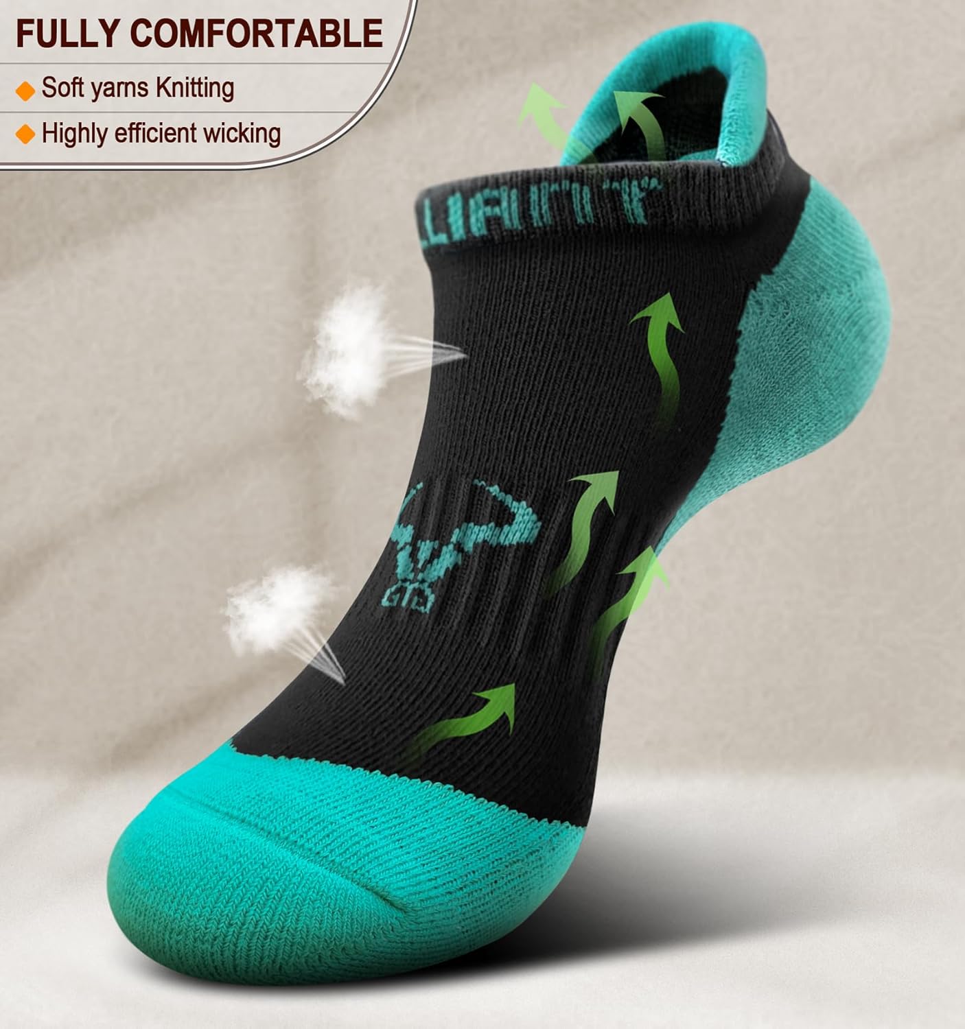 BULLIANT Socks For Women 6Pairs-Womens Athletic Ankle Socks No Show Cushioned for Walking Running-Compression Arch Support - Image 6