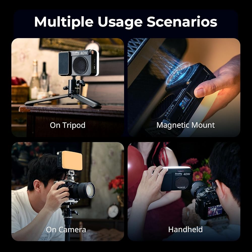SmallRig RM 40C Mini LED RGB Video Light, 4800mAh Battery, LCD Display, Portable Camera Light for Tiktok Youtube Content Creators Photographer Gifts, 2500K-10000K CRI 96 TLCI 99, Magnetic Mount - 5359