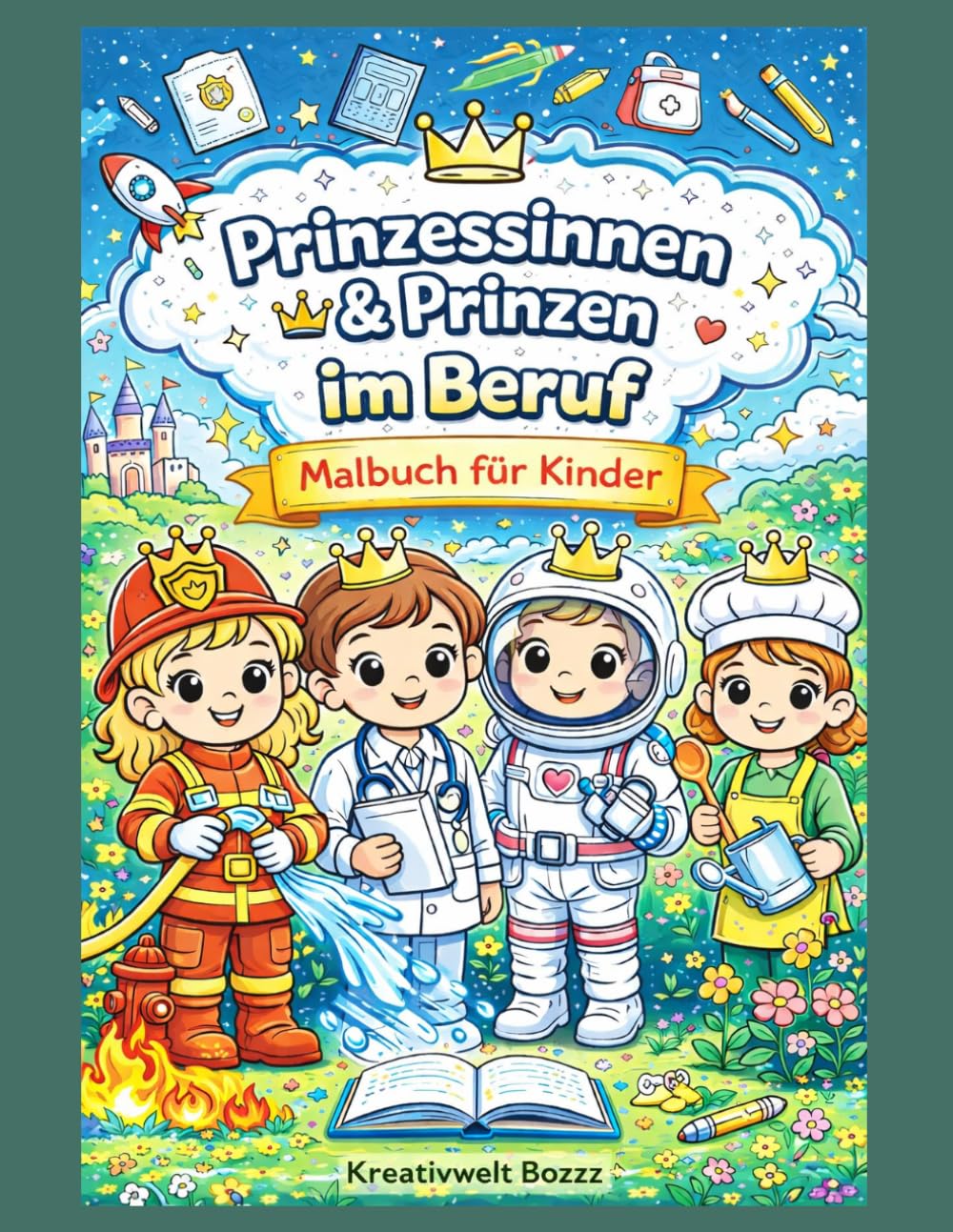 Prinzessinnen & Prinzen im Beruf: Malbuch für Kinder mit zauberhaften Berufen, großen Ausmalbildern und kreativen Motiven