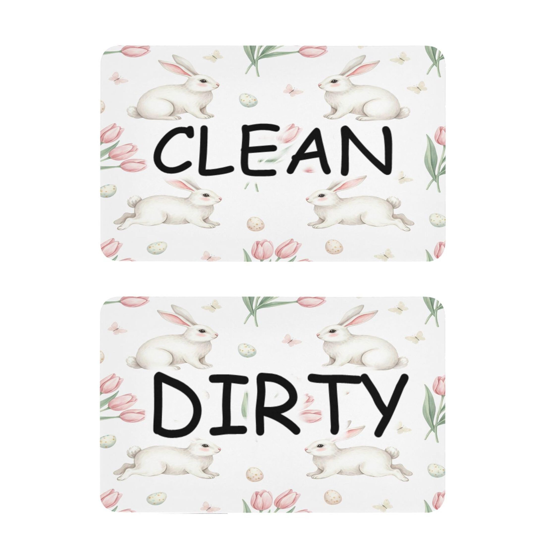 Kutsu Dishwasher Magnet Clean Dirty Sign Indicator, Bunny Fridge Magnet, Easy to Read, 2 Pack