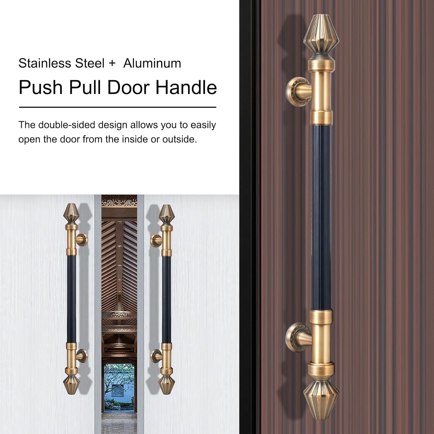 European Style Push Pull Door Handle Bar, Sliding Door Handles for Glass Door/Wooden Door/Barn Door, Commercial Glass Door Grab Pulls (100cm(39 3/8") x70cm(27 1/2"))