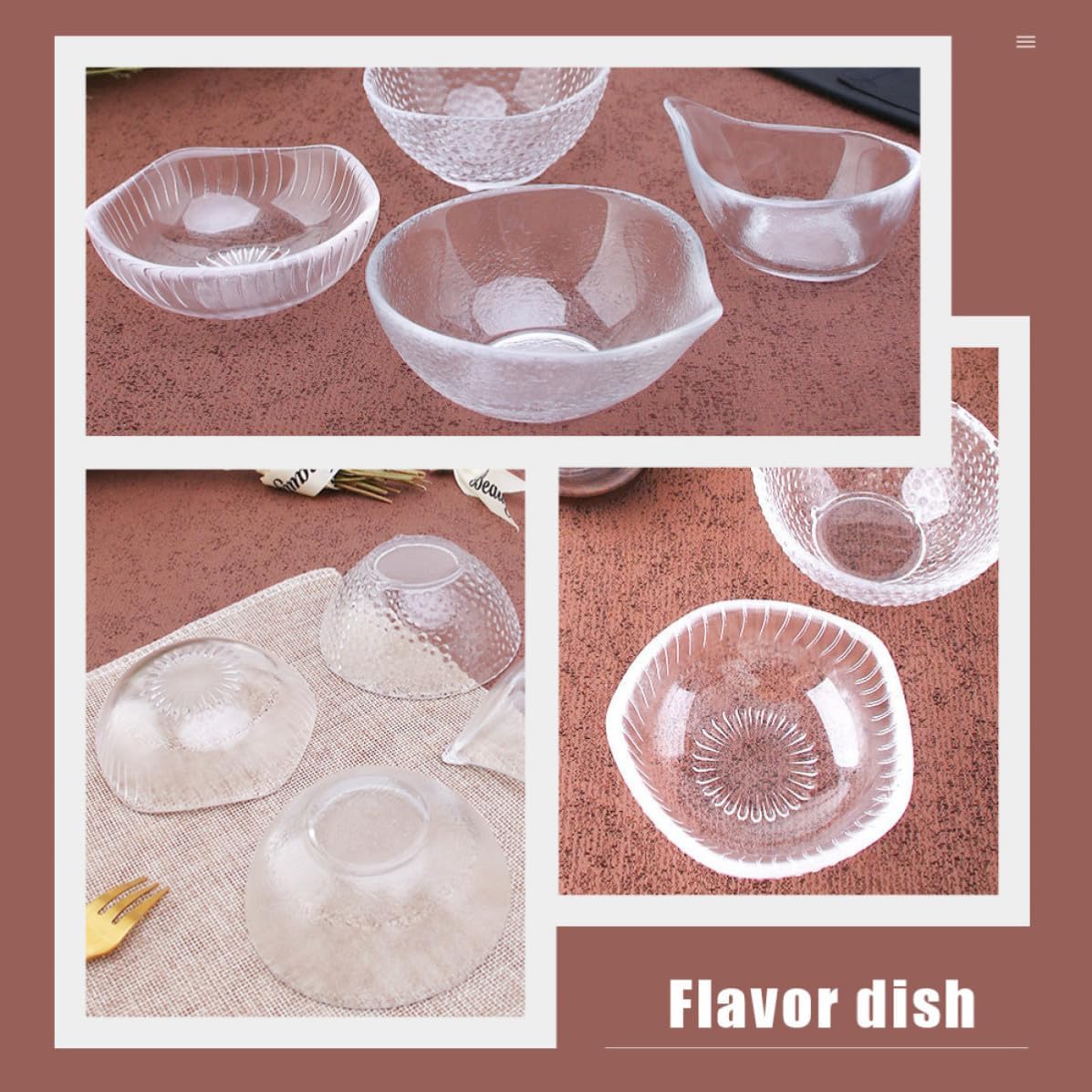 BESTOYARD 4pc Glass Sauce Dipping Bowls for Ketchup Side Dishes