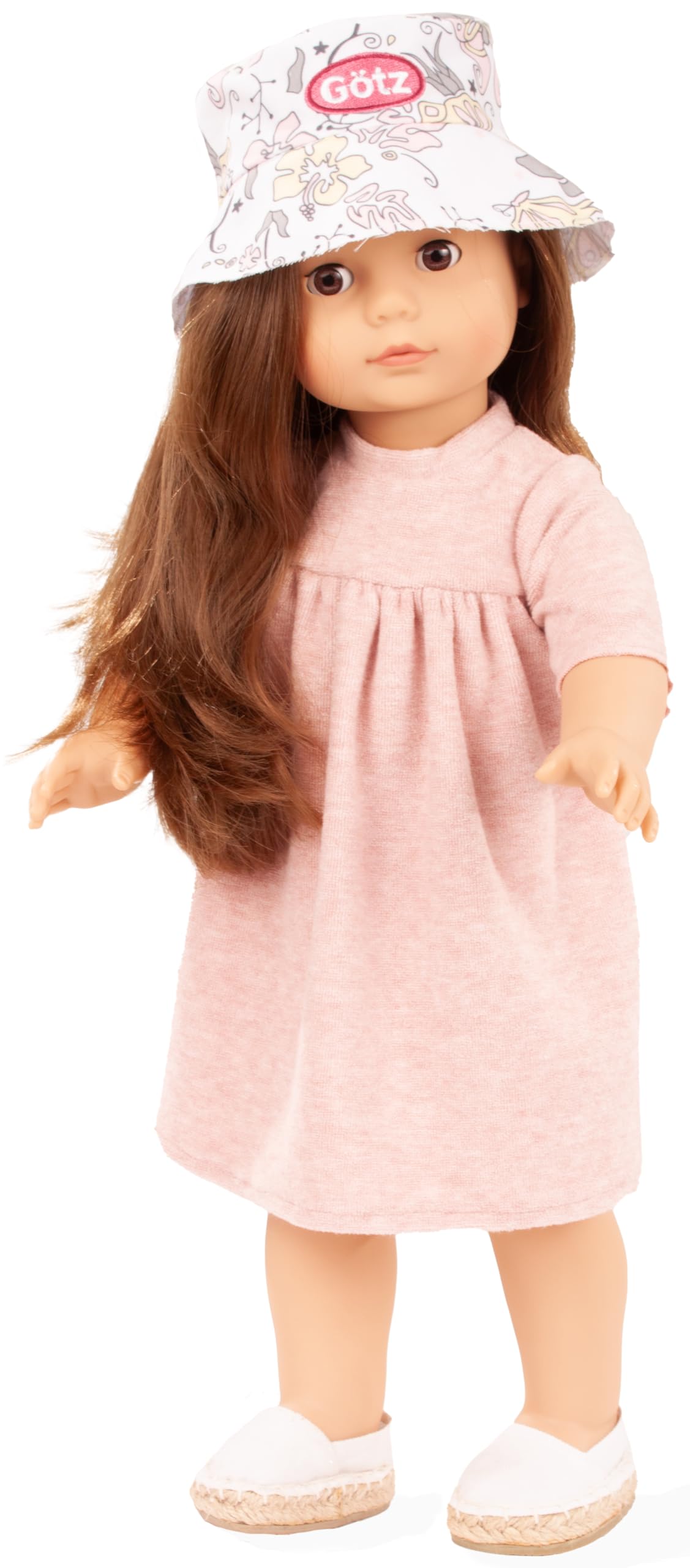 Götz 2590336 Precious Day Girl Elisabeth Schmetterling Puppe 46cm Stehpuppe | 6-tlg für Kinder ab 3 Jahren, braune Haare, braune Schlafaugen, Outfit mit Frotteekleid, frisierbar, Weichkörper