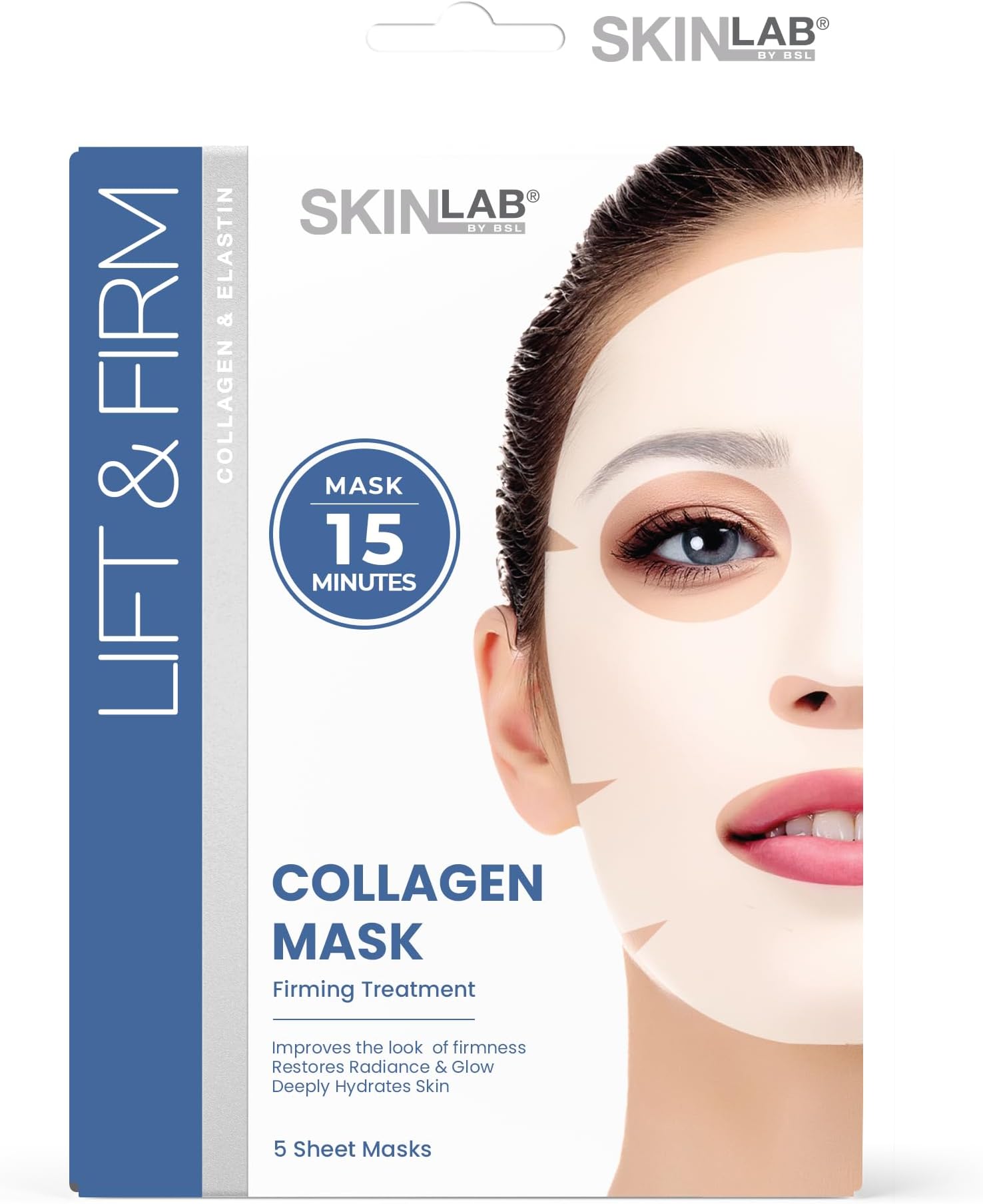 SKIN LAB Collagen Sheet Mask for Women โ Hydrating Skincare โ Firming, Moisturizing, Anti-Aging Facial Treatment Set โ Overnight Collagen Masks, 5 Count