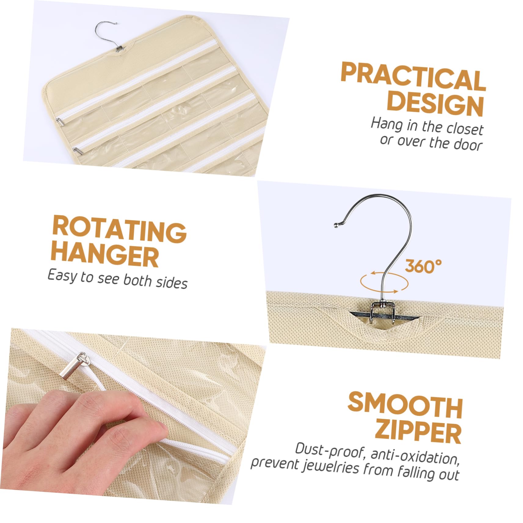 Hanging - Organizer per gioielli con 66 tasche, doppio lato, per orecchini, collane, bracciali, anelli, armadietti