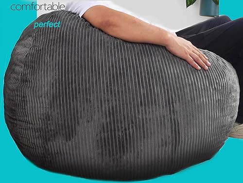 Miniatura 6 de Sillas puff con funda de piel de conejo sintética, sillas gigantes de espuma viscoelástica de 3 pies para adultosadolescentes con relleno, tela de