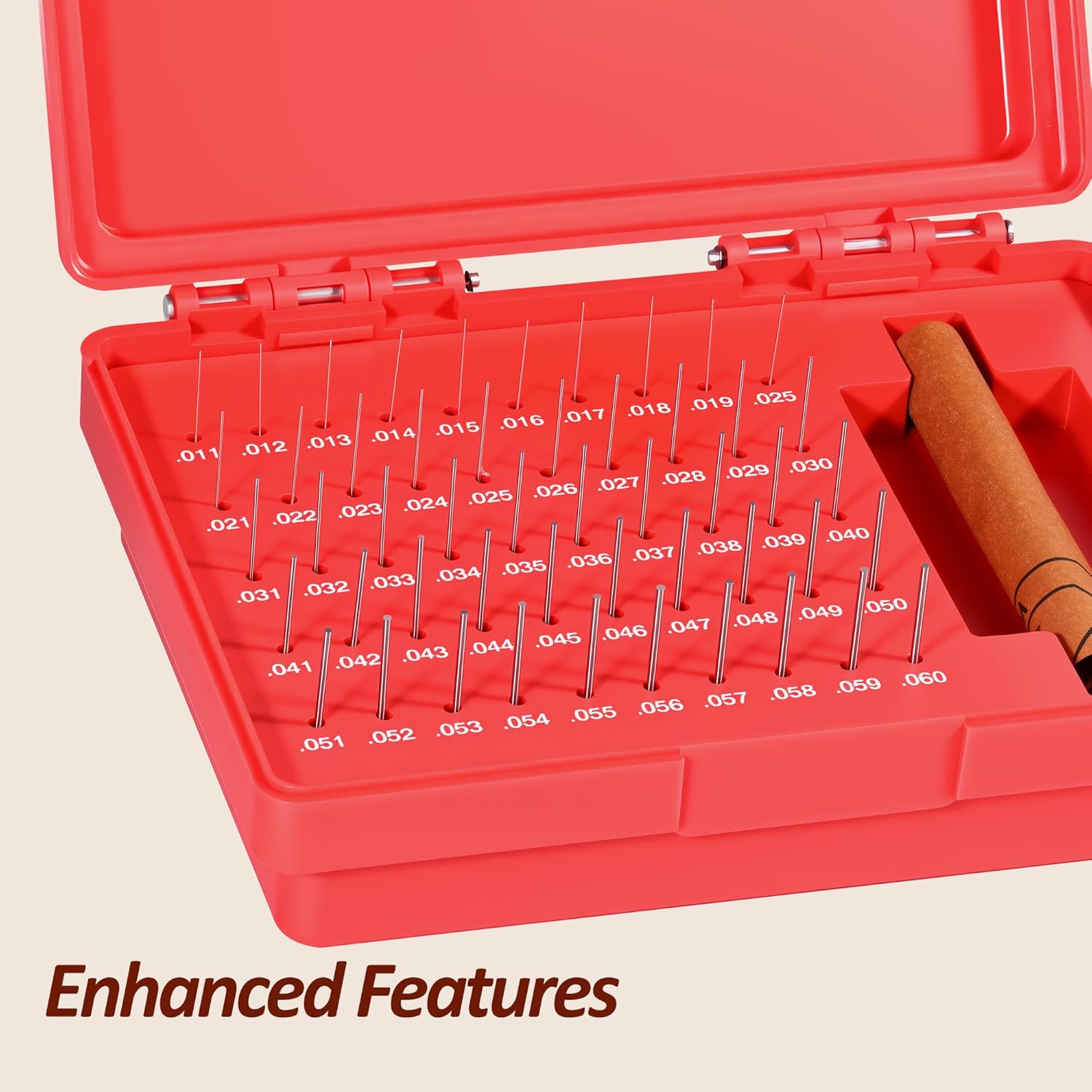 0.011”-0.060” Pin Gauge Set, Steel Gauge Pin Set with Storage Case, 50pcs Pin Gage Set, M0- Tolerance, Calibrates Gauge, Measures Hole Core Deviation Groove Keyway...