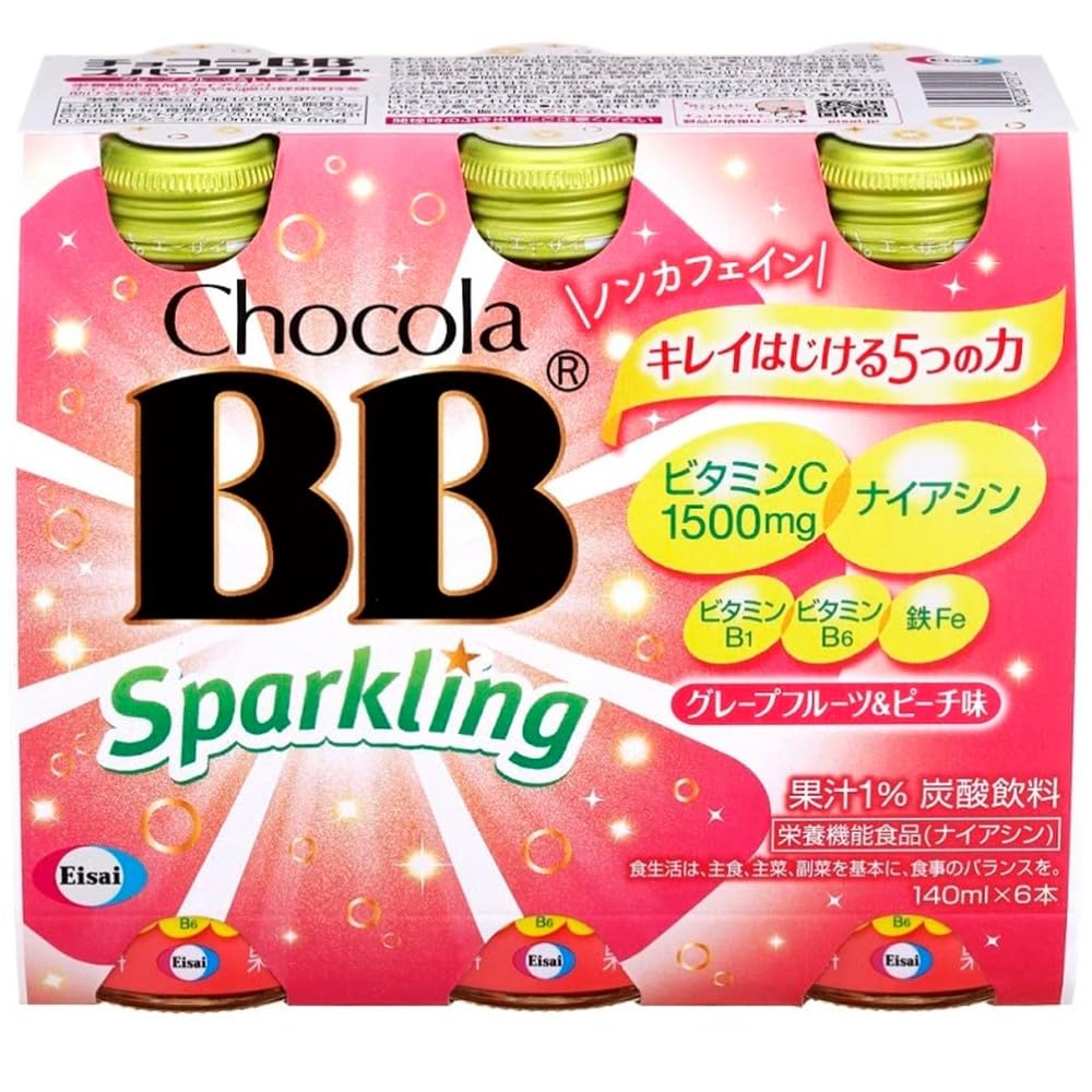 チョコラBBスパークリンググレープフルーツ&ピーチ味140mL×6本[栄養機能食…
