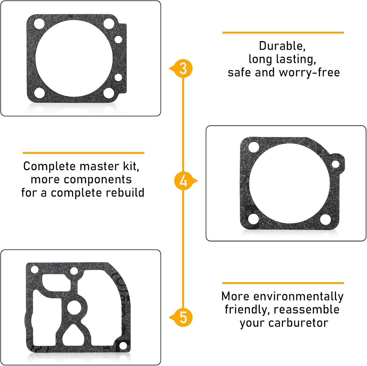 Pack of 5 Carburetor Rebuild Kit Compatible with Zama RB-69 C1Q-S108 C1Q-S108A C1Q-S109 C1Q-S109A C1Q-S124 C1Q-S124A C1Q-S125 C1Q-S126 C1Q-S126A C1Q-S127 C1Q-S127A C1Q-S128 C1Q-S128A C1Q-S129