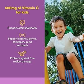 Natural Factors, Kids Chewable Vitamin C 500 mg, Supports Immune Health, Bones, Teeth and Gums, Blueberry, Raspberry and Boysenberry, 90 Count (Pack of 1)