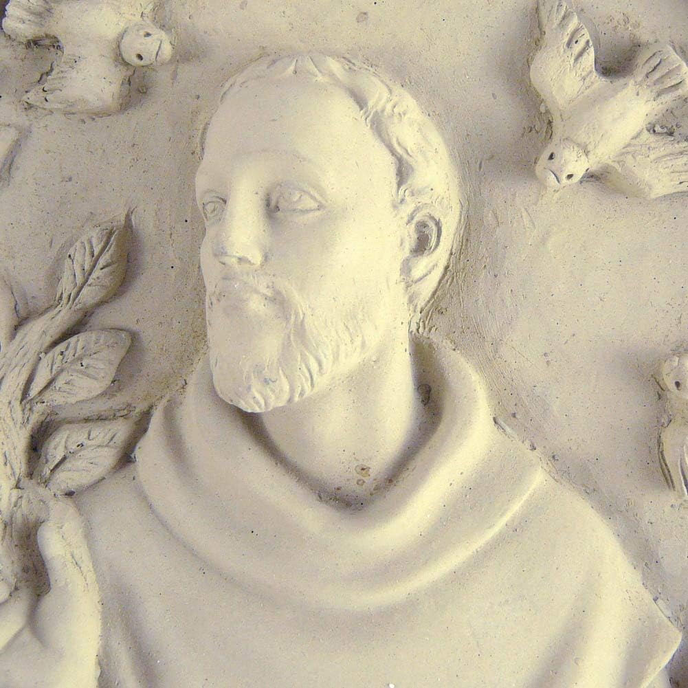 Saint Francis of Assisi Concrete Garden Plaque, Made in the USA, 10.5x7 Inches