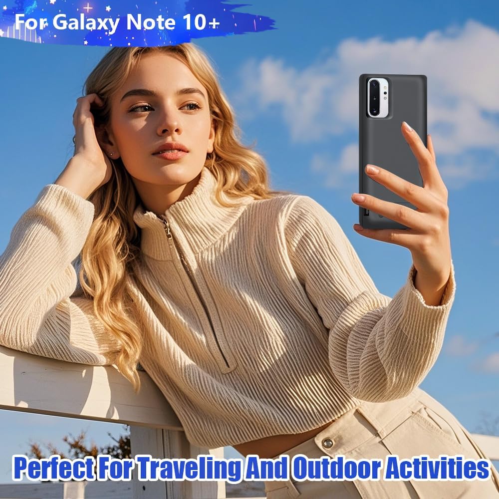 Battery Case for Samsung Galaxy Note 10+ Plus 5G, 6000mAh Rechargeable Extended Battery Charging Charger Case, Add 100% Extra Juice Black