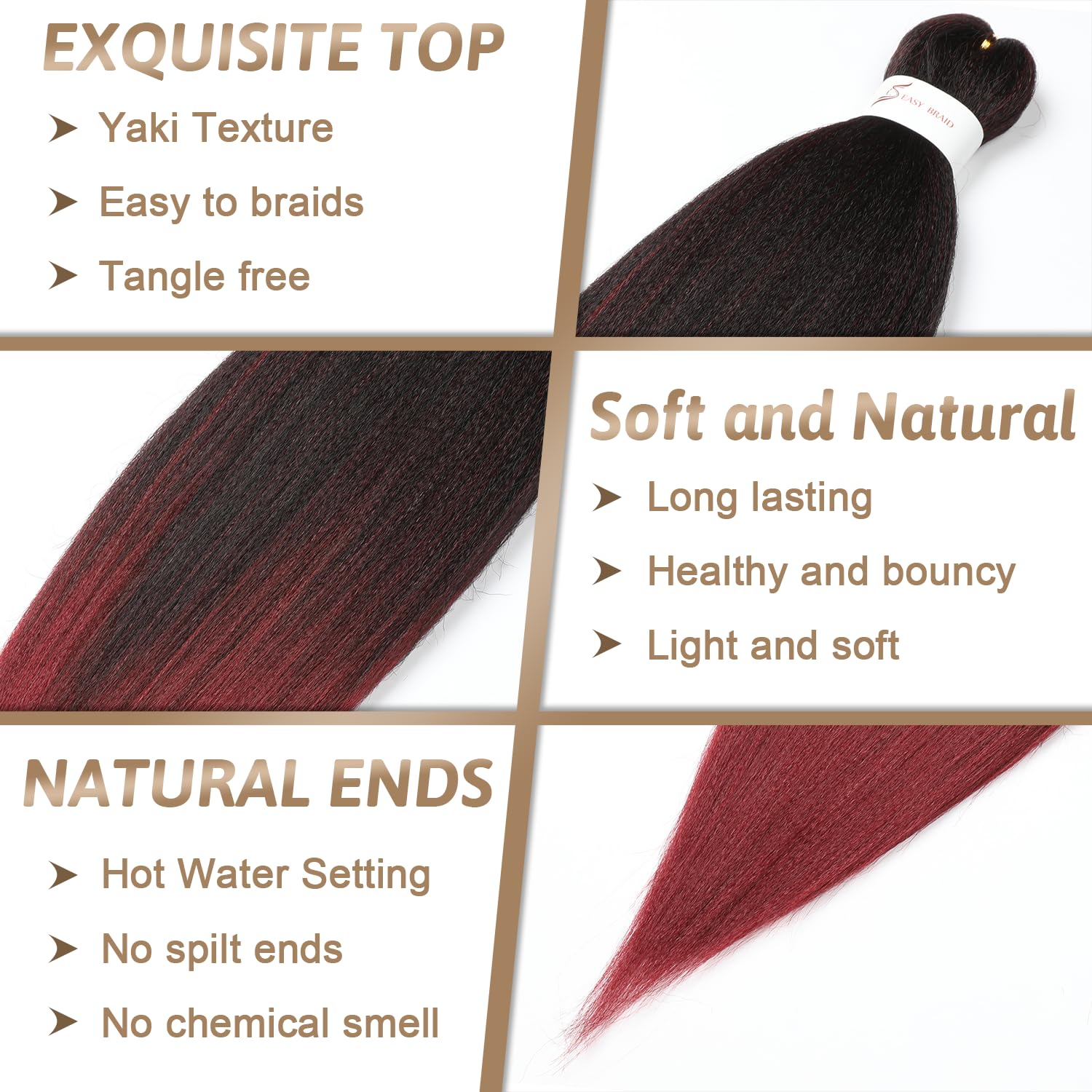 Pre-Stretched Braiding Hair ShowJarlly Soft Free Synthetic Fiber Corchet Braids Natural Black 1Pack/Lot Knotless Braiding Extensions Hot Water Setting Braiding Hair (30inch,1B/900#) - Image 3