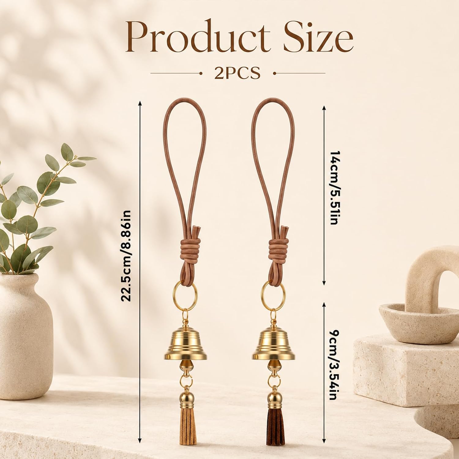 Hanging Bells for Door Knob 2PCS Small Brass Bell Gold Bell Christmas Decor