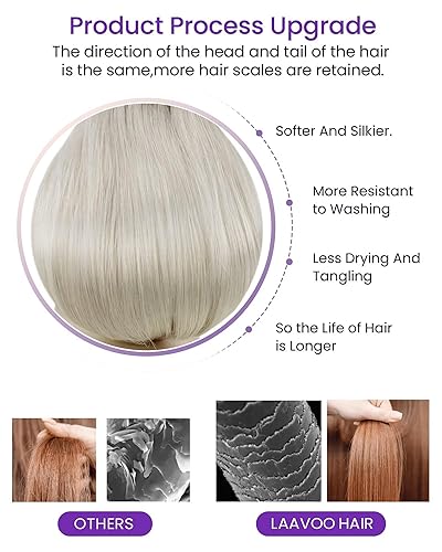 Miniatura 4 de LaaVoo - Extensiones de cabello humano adhesivas con cinta invisible, color rubio platino #60, extensiones de cabello rubio blanco, 20 uds, 1.06 oz,