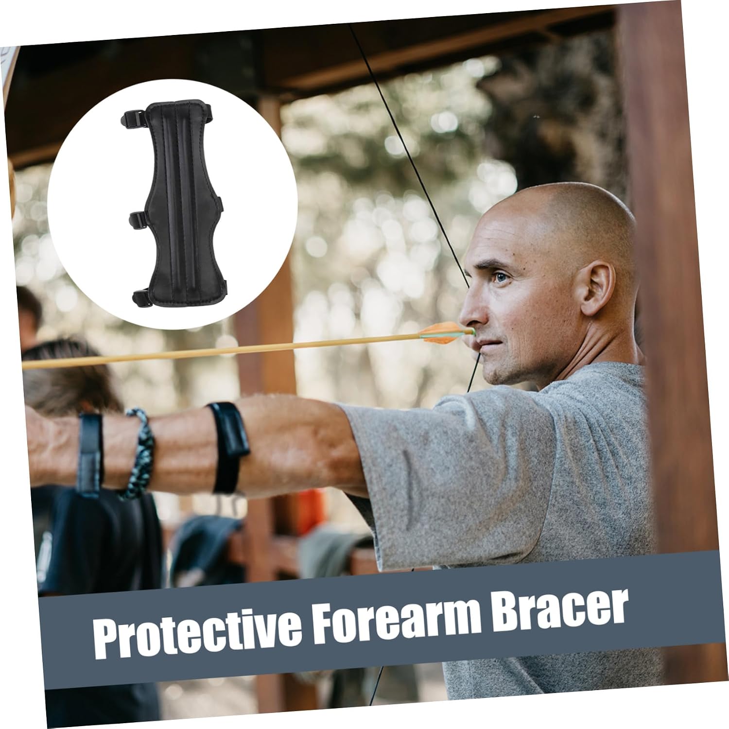 Archery Arm Guard Adjustable Pu Leather Forearm Protector Safe Strap Armband for Hunting Target Shooting Outdoor Protective Gear