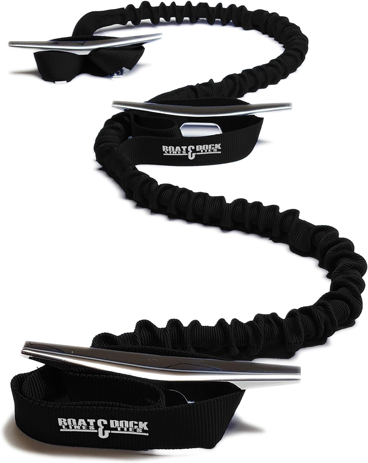 Boat Lines & Dock Ties Extra Long Dock Tie Combo 3 Loop Bungee Tether (Black, 5 Feet)