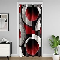 Vista 18 de Cortina de puerta con diseño de remolinos azules, negros y blancos, 1 panel de 34 pulgadas de ancho x 80 pulgadas de largo, cortinas opacas