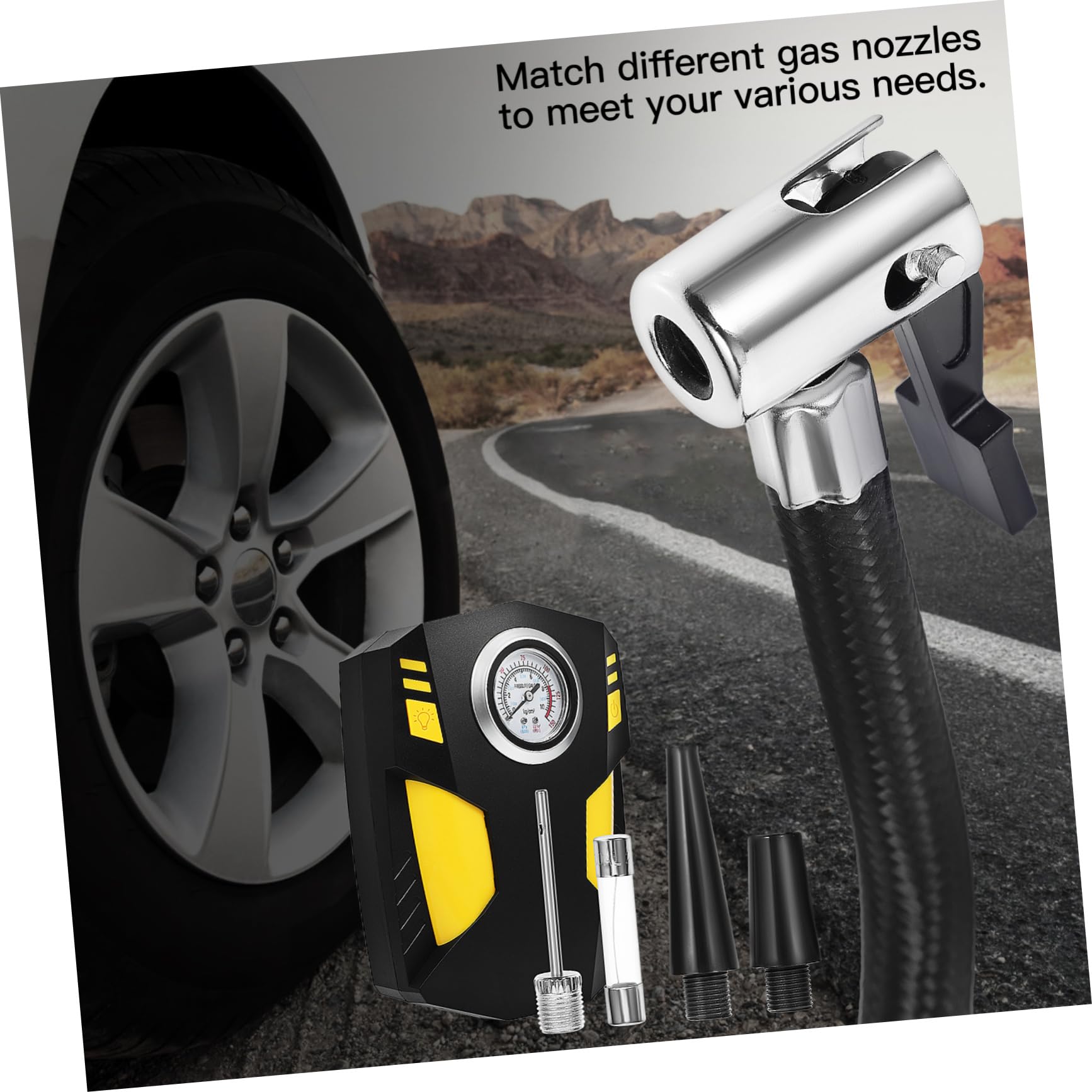 Compresseur D'air Portable LED Abs, pour Pneus de Voiture