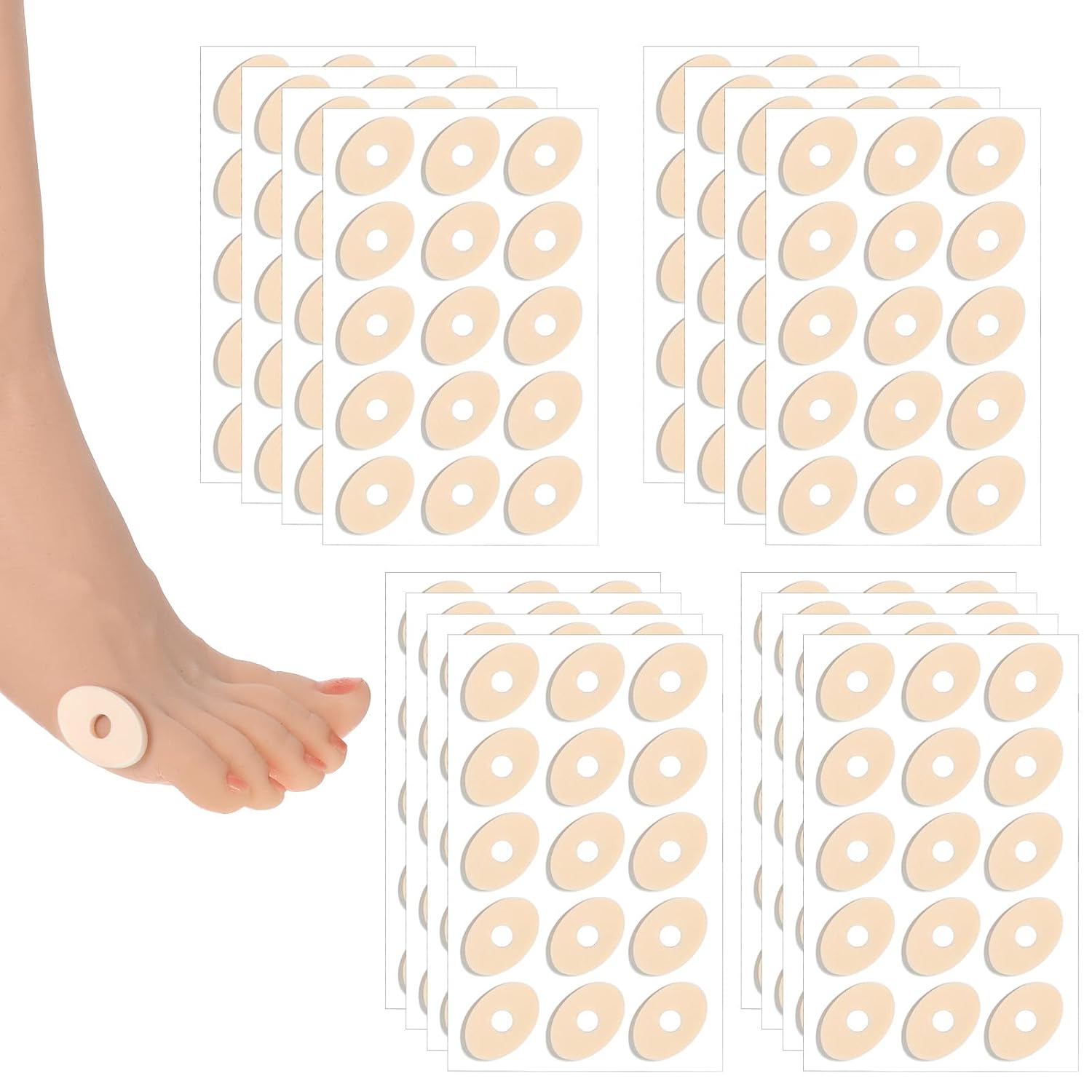 240pcs Corn Cushions for Feet, Latex Foam Corn Pads for Toes, Callus Cushions with Self-Adhesive Foot Care, Skin Color, Relief Pain, Pressure and Friction from Shoes