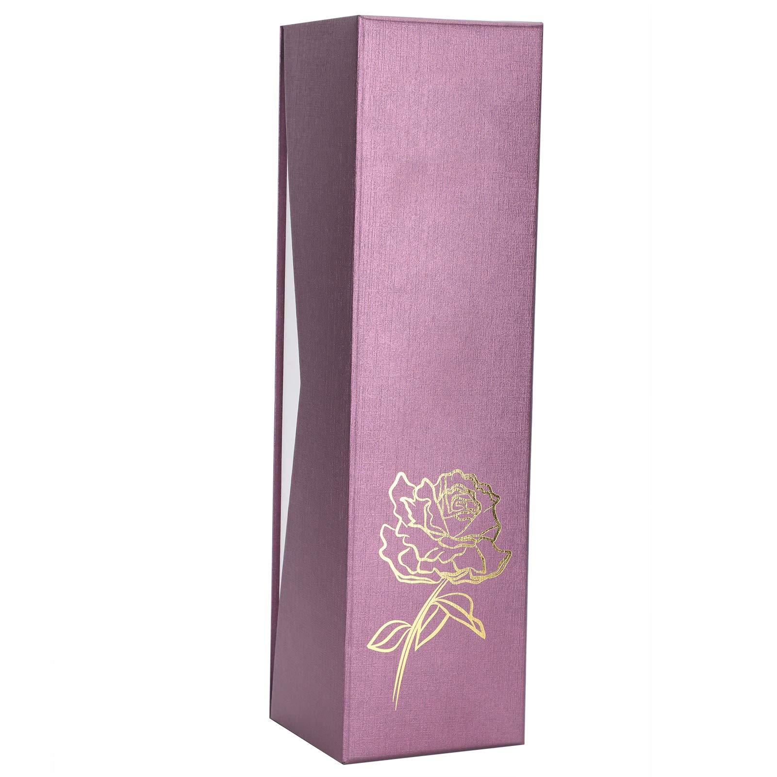 Rose en or 24 carats véritable éternelle avec sa tige longue et son support