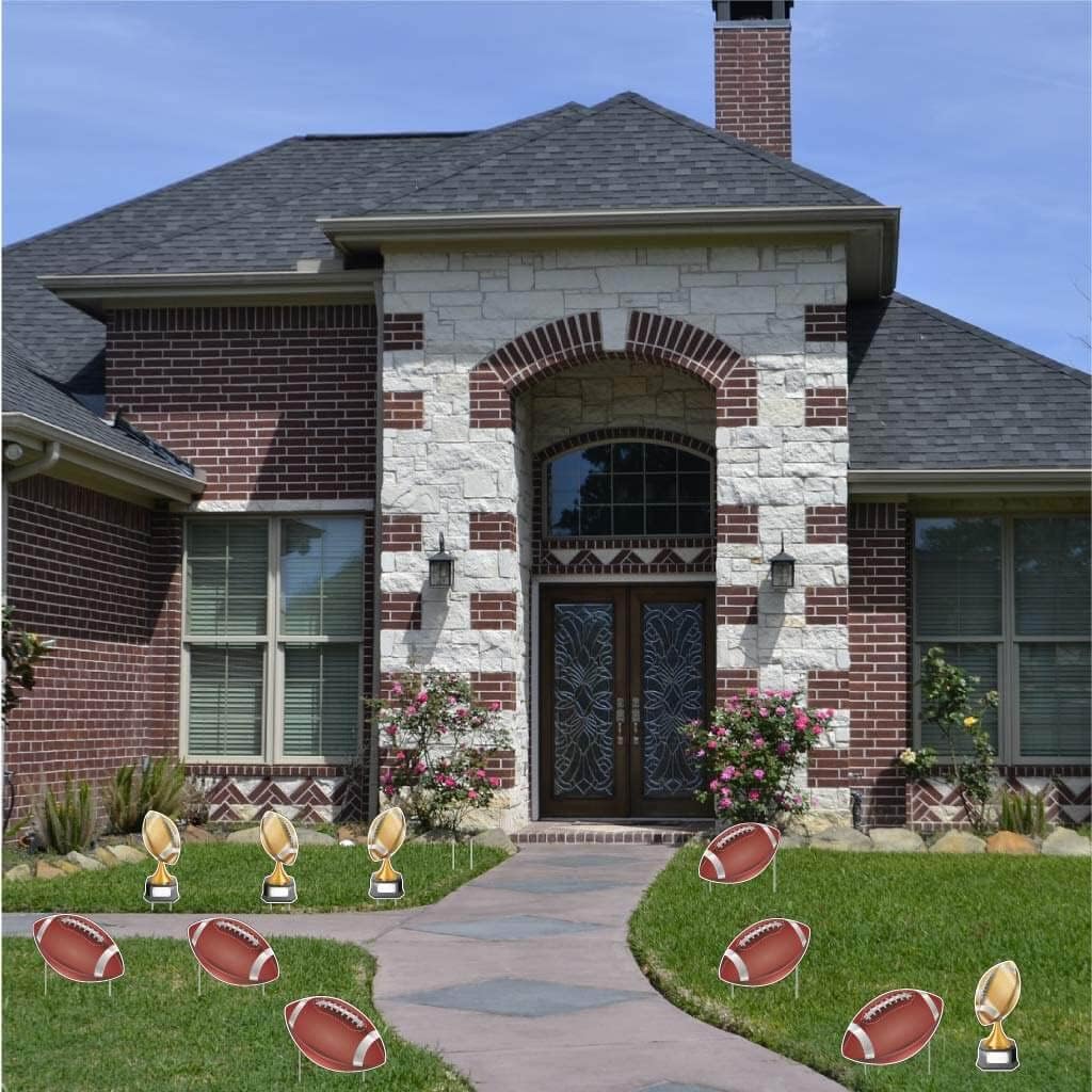 VictoryStore Sports Yard Decorations: Football Game Day Pathway Markers Set of 10 with Stakes, 20081