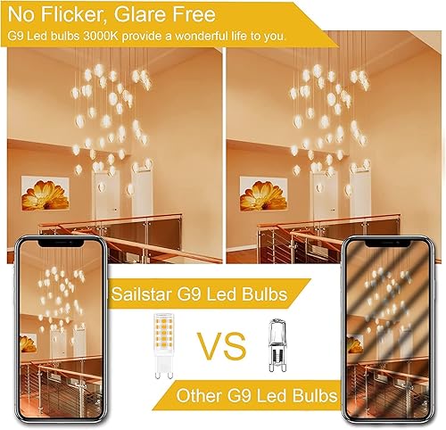 Miniatura 6 de Sailstar Bombilla LED G9, 2700 K, blanco suave, equivalente a 40 W, bombilla halógena G9, 400 LM, 120 V, T4, 4 W, base de cerámica bi-pin G9,