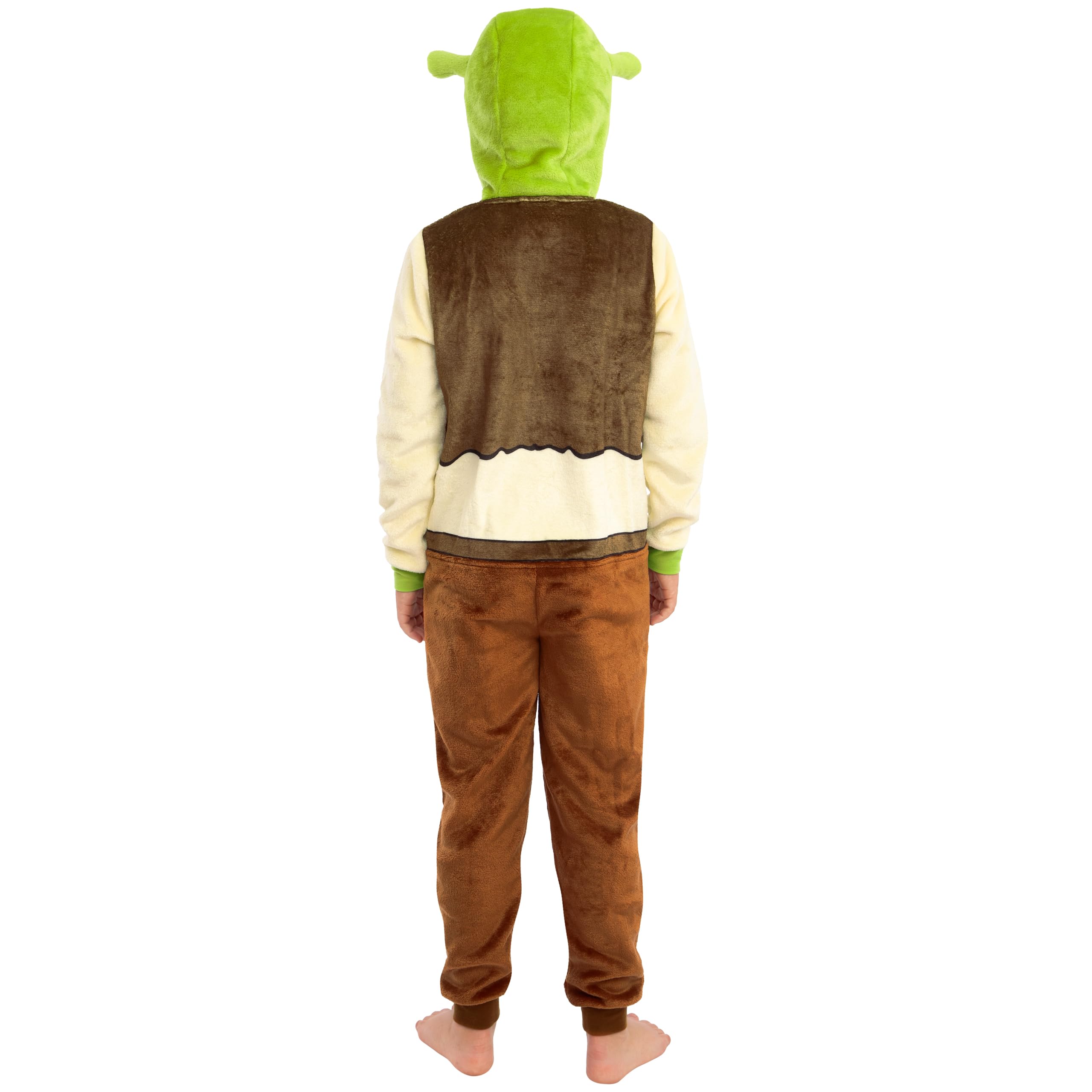 DreamWorks Shrek Kombinezon z Kapturem i Uszami 3D dla Chłopców, Jednoczęściowa Piżama Shrek, Piżamka dla Dzieci
