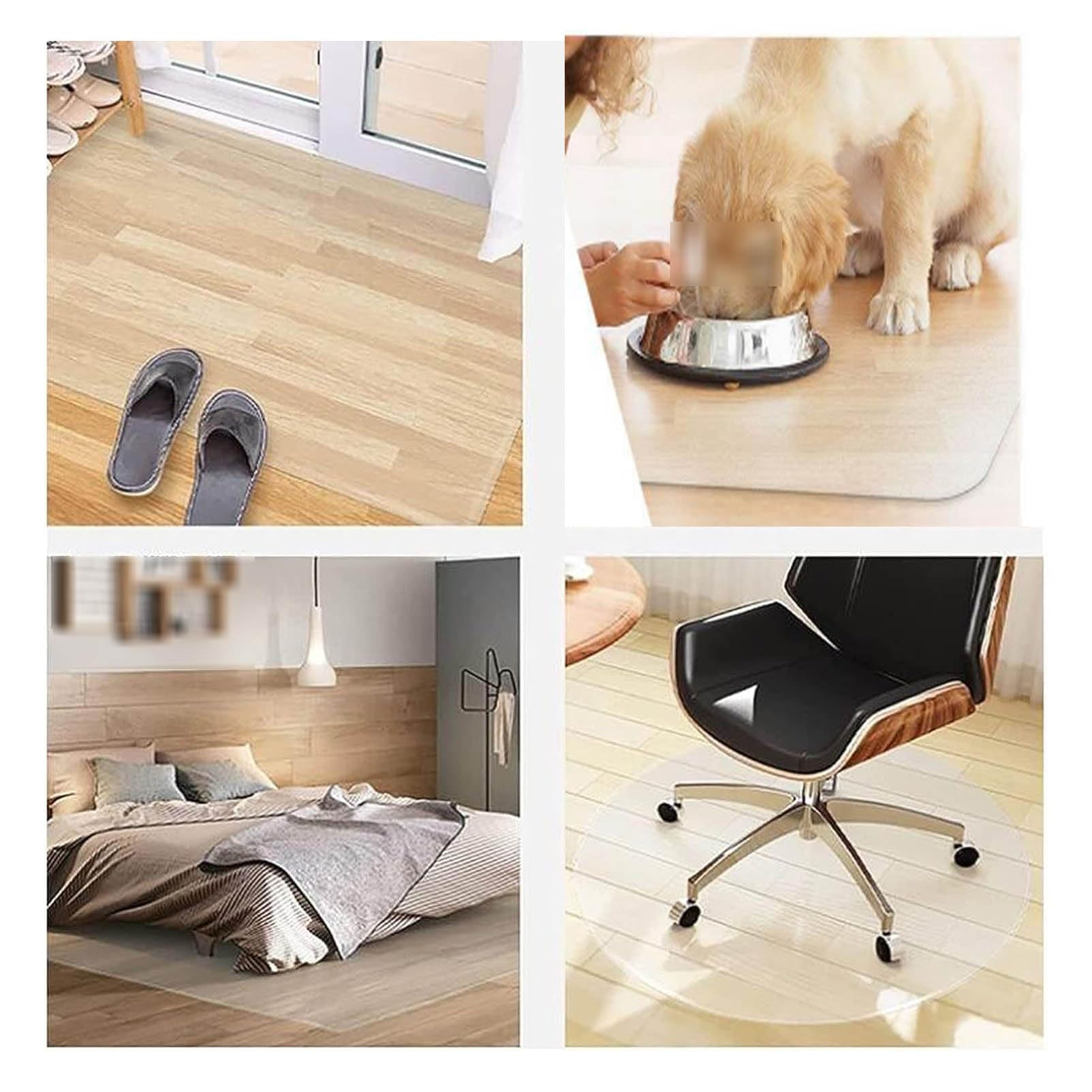 Tappetino rotondo in PVC trasparente, protezione per pavimenti duri, per ufficio, scrivania, sala da pranzo, superficie antiscivolo satinata, 50 cm, protezione durevole per pavimenti in legno