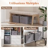 Lifewit Organizer Scarpe Armadio Pieghevole, Scatole per Scarpe Salvaspazio con Coperchio per 12-16 Paia, Shoes Organizer con Supporto Inferiore e Manici Rinforzati, Grigio, Set di 3 per 36-48 Paia - 9