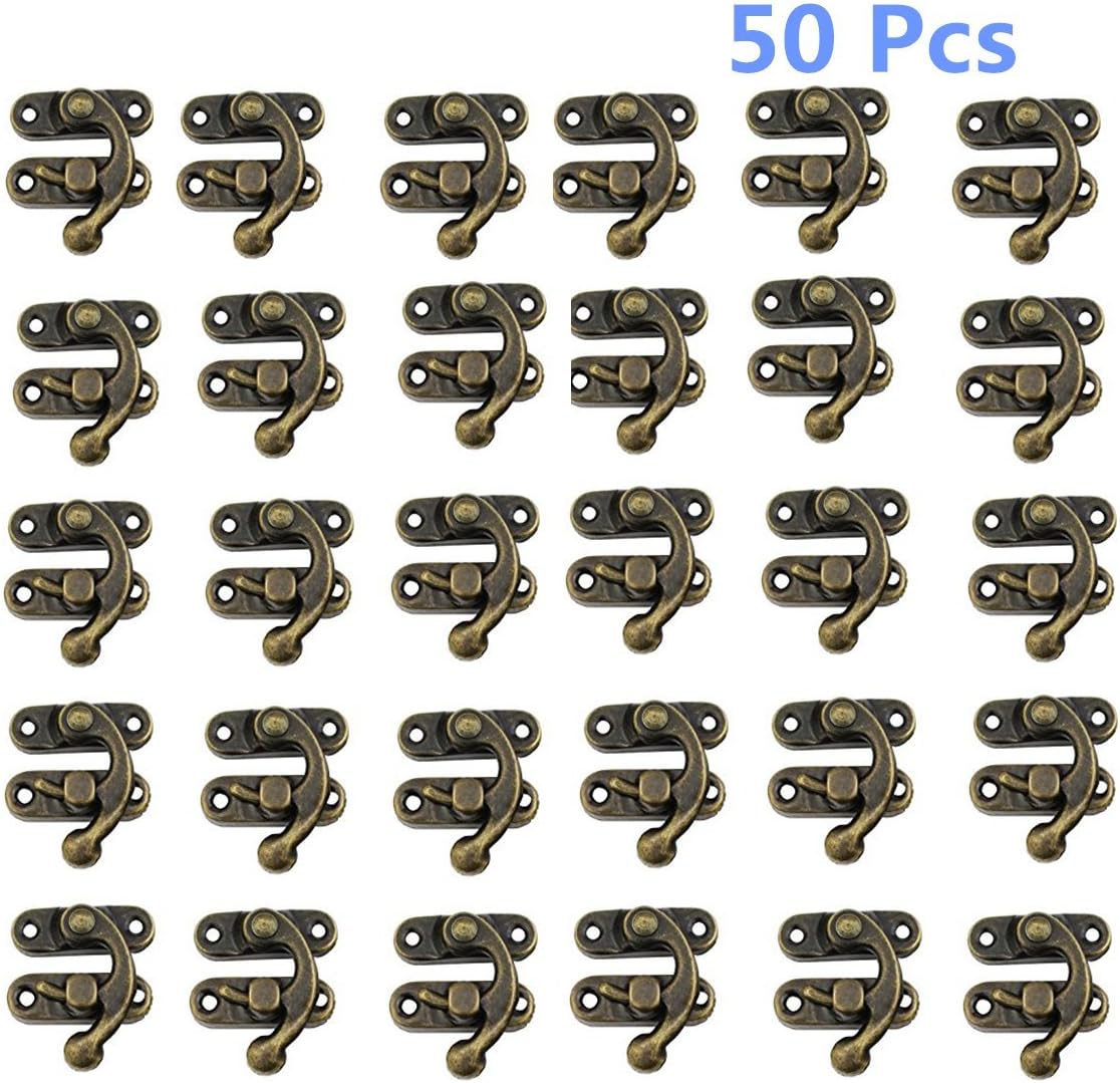 50 Pieces Swing Lock Clasp Swing Bag Clasp Lock Box Latch Closure Chest Suitcase Case Swing Hook Clasp (Bronze)