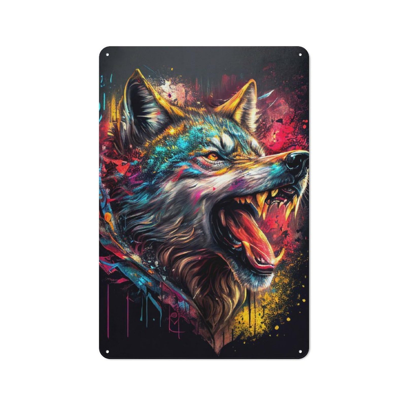 Junmoney The Pirate Wolf Metal Wall Plaque With Design 30X20cm, Retro Novelty Wall Art For Bedroom, Kitchen, Office Or Living Room