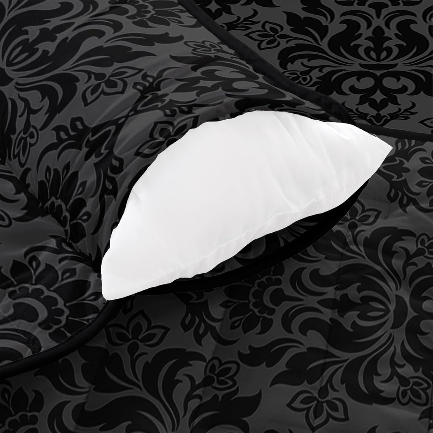 Axolotl Black Damask Slumber Bag, Bohemia Boho Elegant Floral Nap Mat, Dark Gothic Floral Sleeping Mat for Teens, Retro Middle Eastern Flowers Roll up Portable Sleeping Bag for Traveling, 50" L*21" W