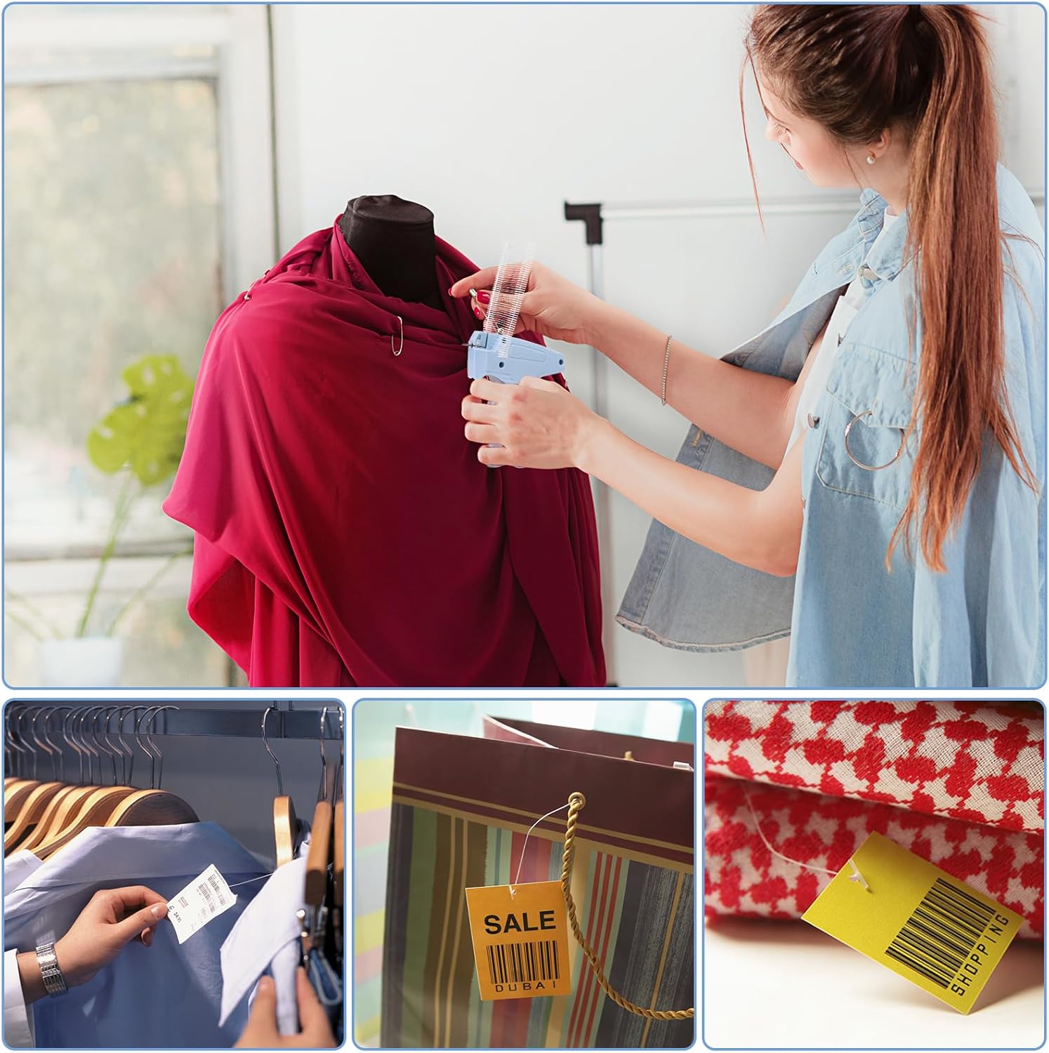 Tagging Gun for Clothing, Standard Retail Price Tag Attacher Gun Kit for Clothes Labeler with 6 Needles & 1000pcs 1" Barbs Fasteners & Organizer Bag for Store Warehouse Consignment Yard Sale - Image 2