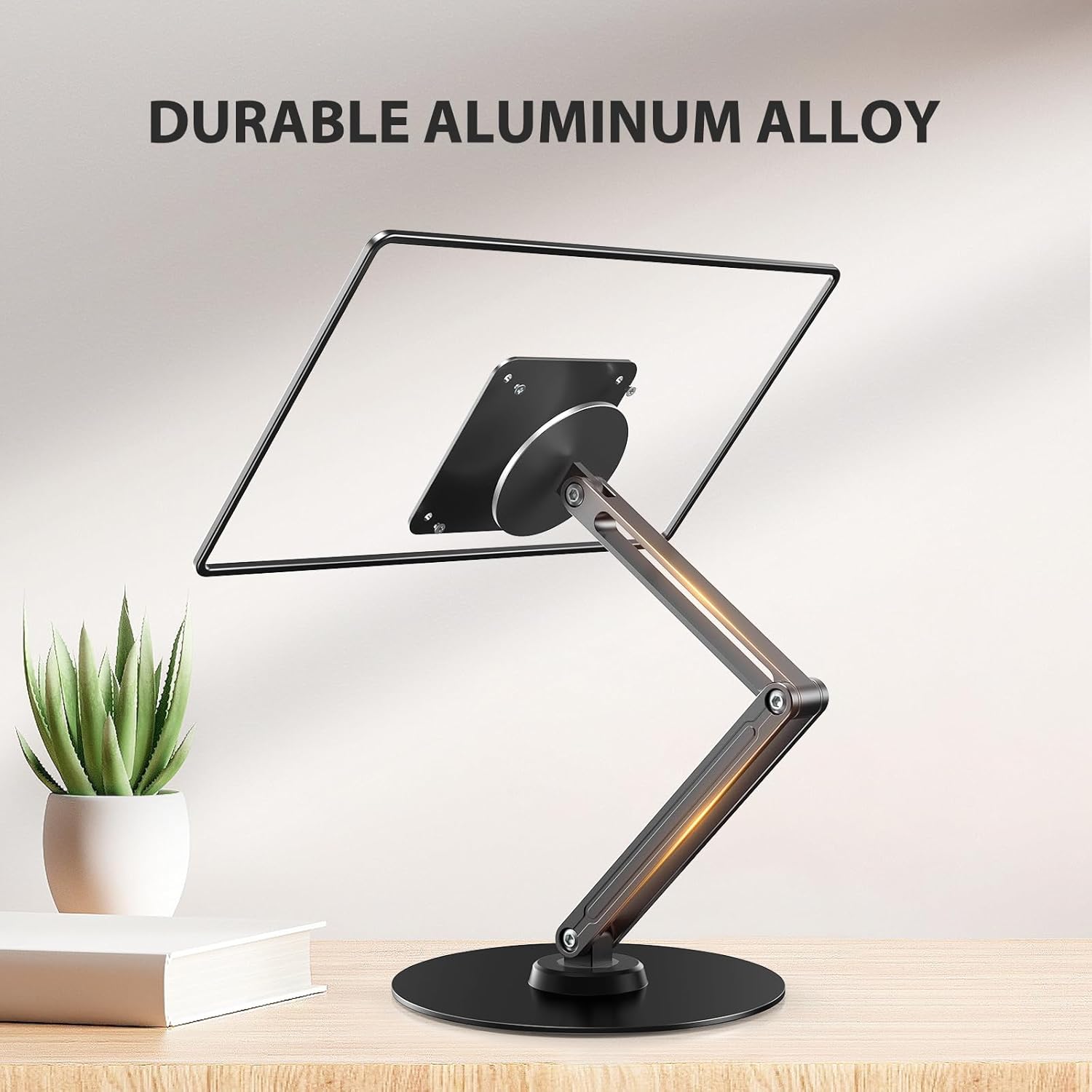 UPERFECT Portable Magnetic VESA Stand, All-Aluminum Adjustable Arm for 10–18.5″ Devices, 75×75mm VESA, Adhesive Metal Plates, 360° Swivel Base, Supports up to 4.4 lbs, Travel Desk Stand