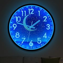 Jo Fomp Glow in The Dark Wall Clocks Battery Operated, 12 Inch Blue Moon Silent Wall Clock Non photo Jo Fomp Glow in The Dark Wall Clocks Battery Operated, 12 Inch Blue Moon Silent Wall Clock Non
