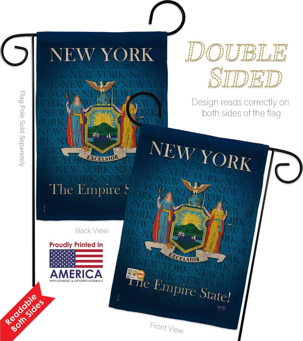 New York Burlap Garden Flag Americana States USA American Territories Republic Country Particular Area Small Decorative Gift Yard House Banner Double-Sided Made In 13 X 18.5