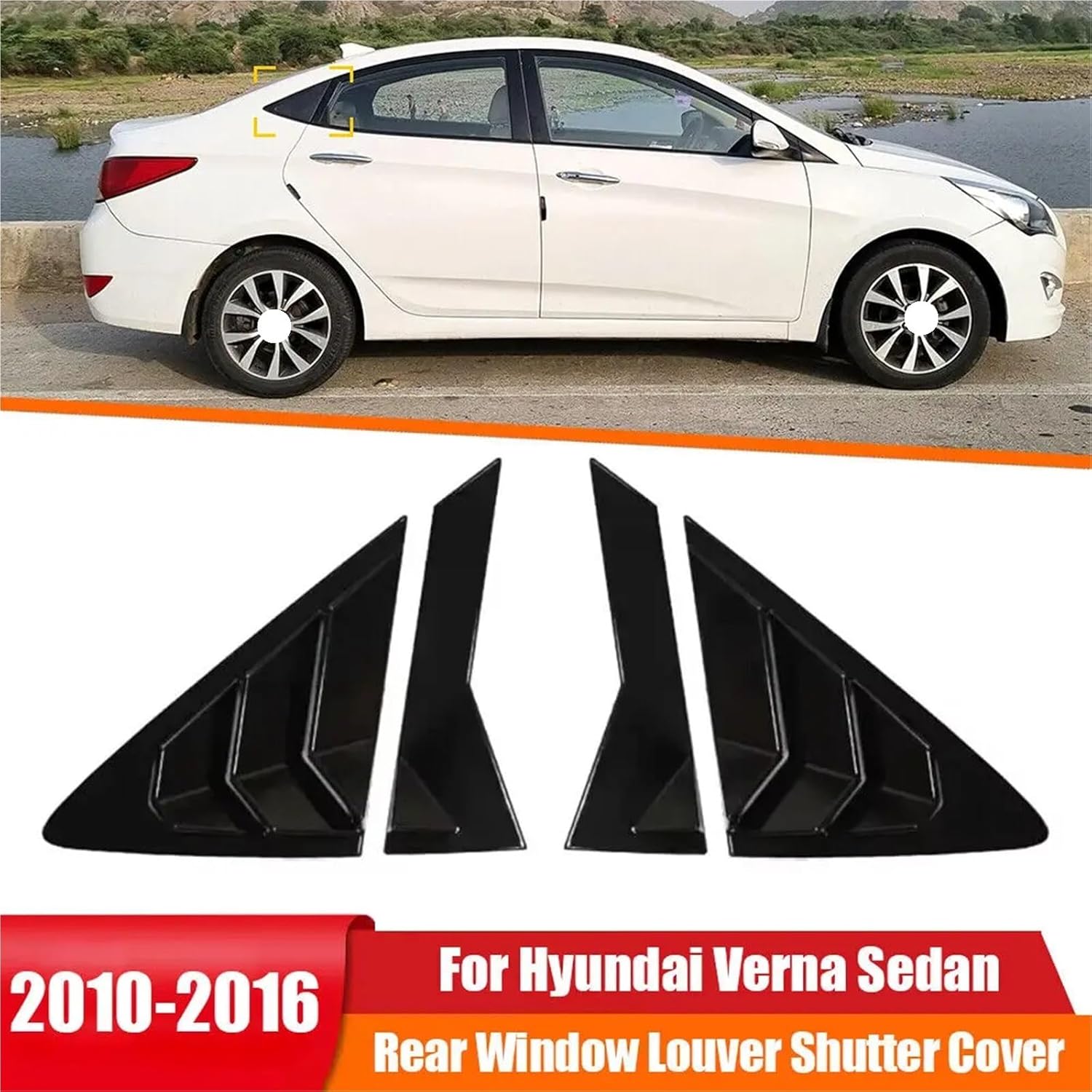 for Hyundai Verna Sedan 2010-2016 Car Rear Louver Window Side Shutter Cover Trim Sticker Vent Scoop ABS Carbon Fiber Accessories(Carbon)