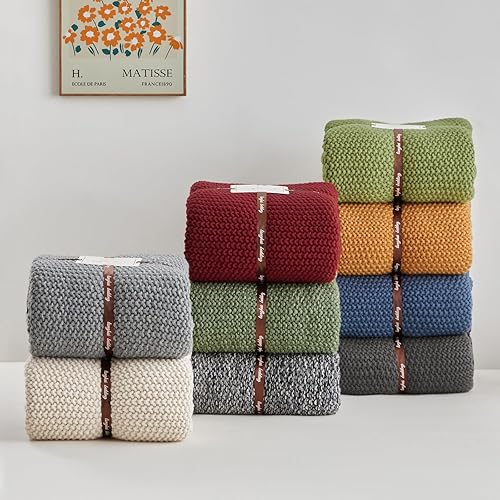 Longhui bedding Manta de punto trenzado grueso para sofá, cama, otoño, ligera, suave y acogedora, manta decorativa de 51 x 63 pulgadas, regalo de