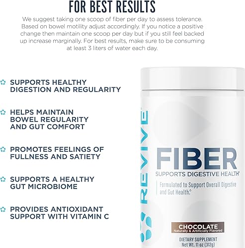 Miniatura 4 de Revive MD Fibra - Salud digestiva, fibra, cáscara de psyllium, harina de avena - 30 porciones (chocolate)