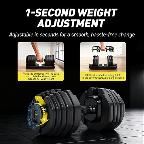 Miniatura 3 de RitKeep - Juego de mancuernas ajustables de 65 libras  95 libras con mango de metal antideslizante para ejercicio y fitness, ajuste rápido de peso